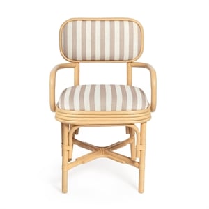 Dorine Khaki Striped Arm Chair