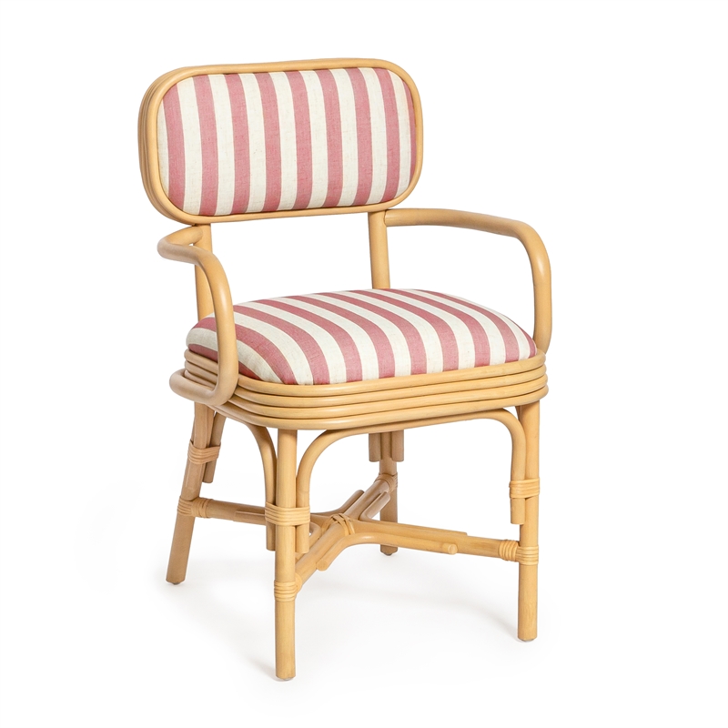 Dorine Cherry Striped Arm Chair