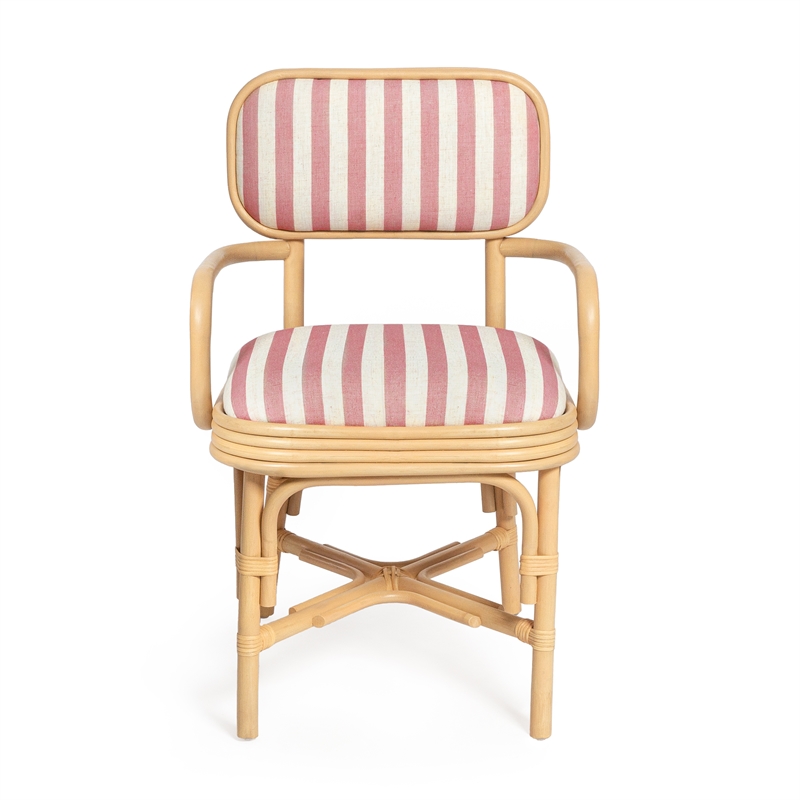Dorine Cherry Striped Arm Chair