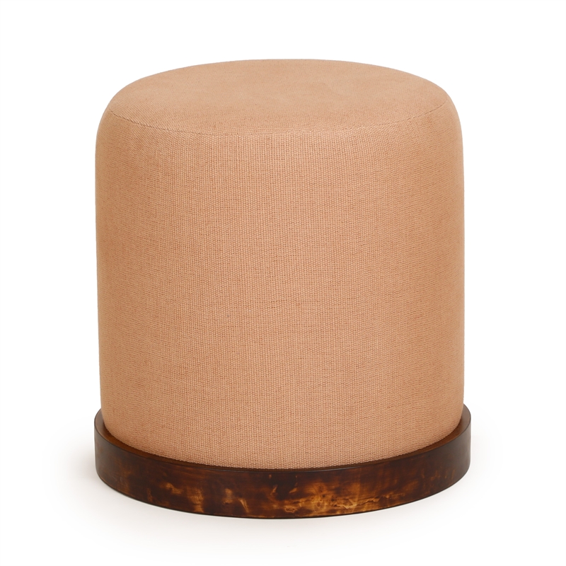 Como Burl and Cotton Jute Designer Accent Stool