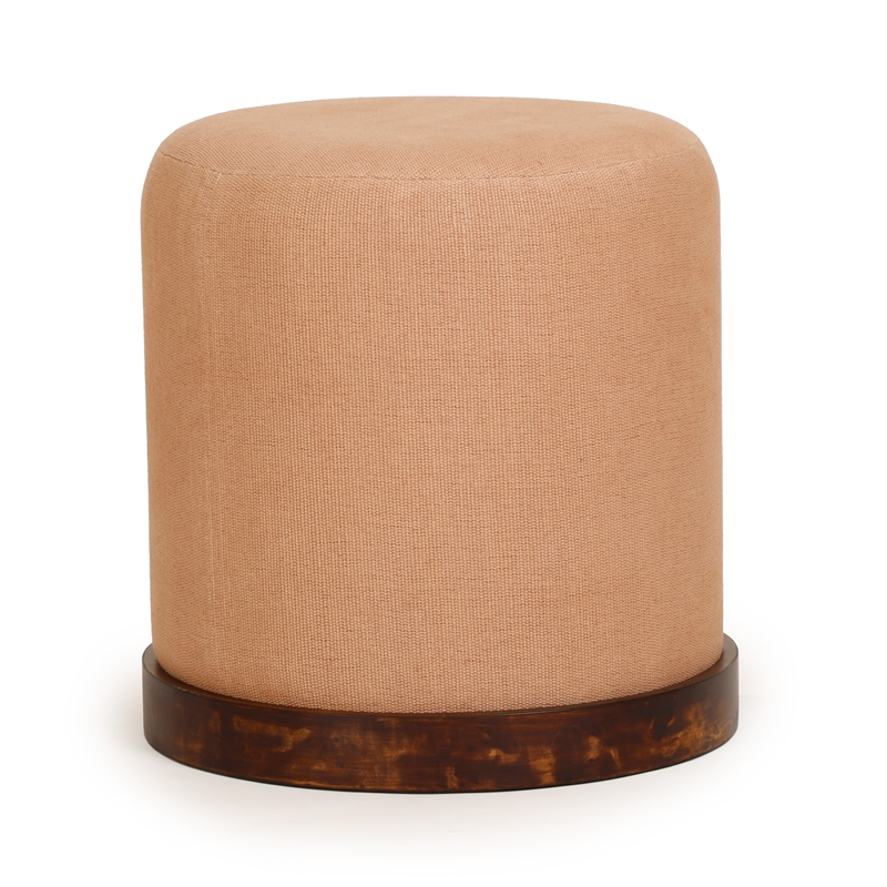 Como Burl and Cotton Jute Designer Accent Stool