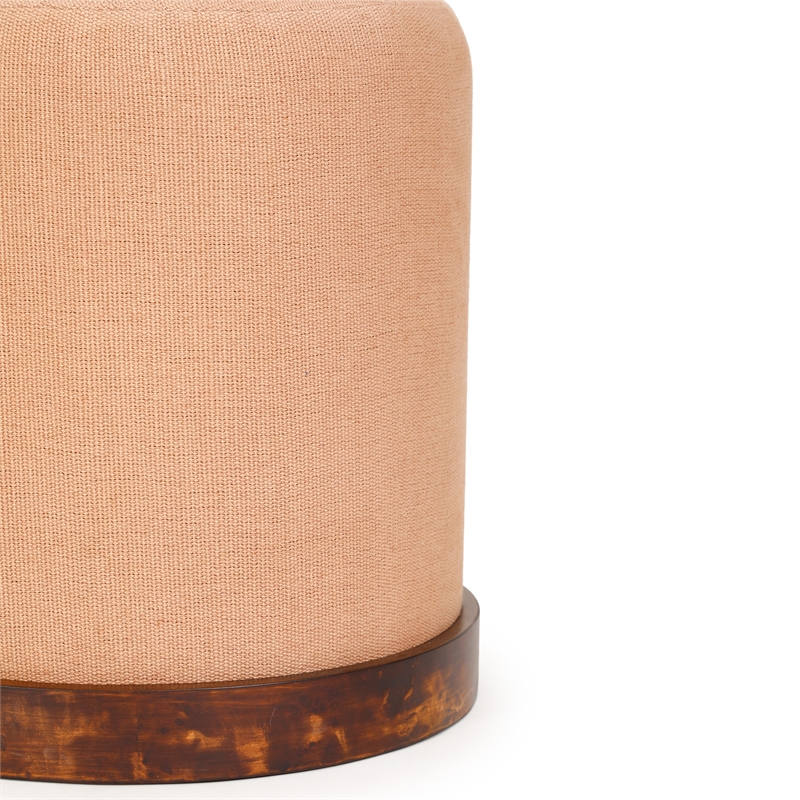 Como Burl and Cotton Jute Designer Accent Stool