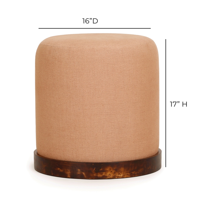 Como Burl and Cotton Jute Designer Accent Stool