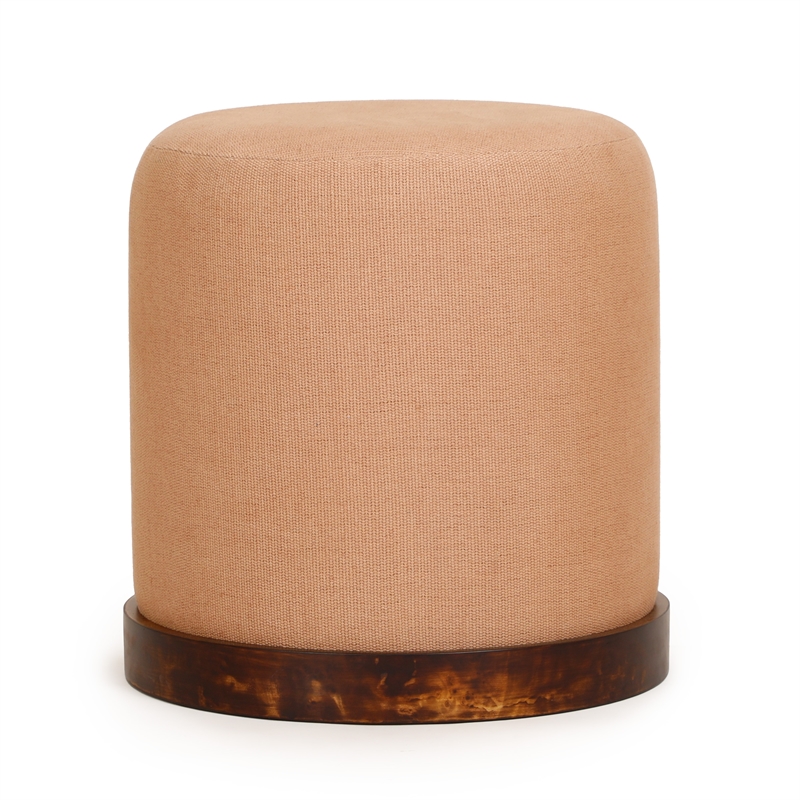 Como Burl and Cotton Jute Designer Accent Stool