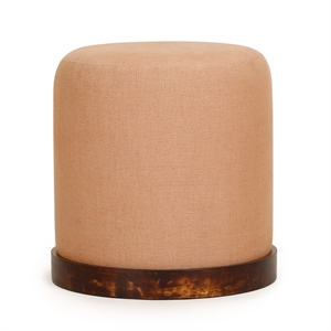 Como Burl and Cotton Jute Designer Accent Stool