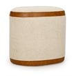 Huche Cotton Jute and Vegan Leather Oval Ottoman