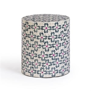Lorna Stool in Aqua Floral Capiz Shell Motif