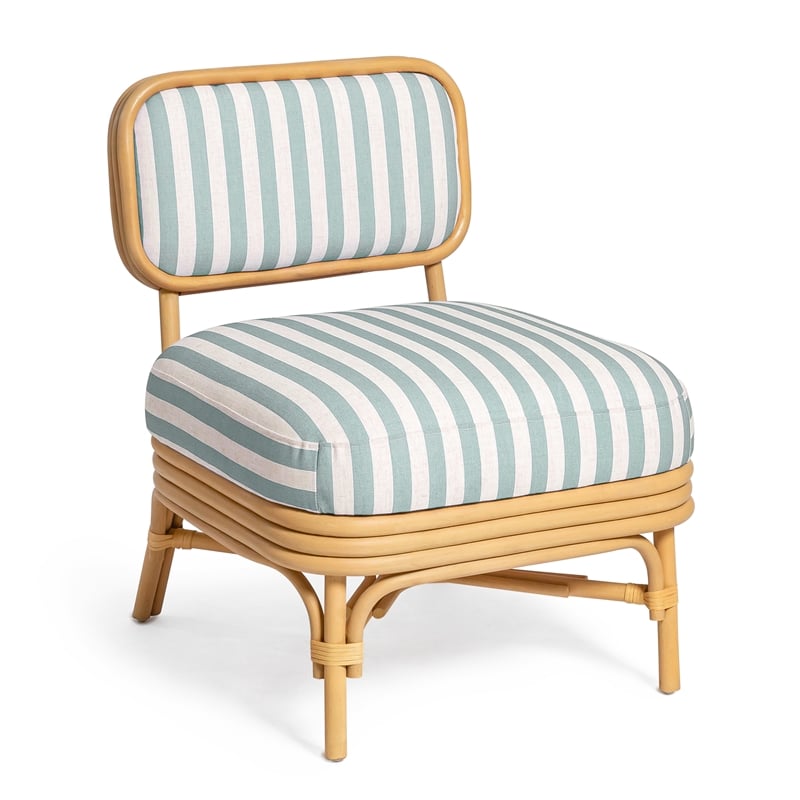 Dorine Mint Green Striped Accent Chair
