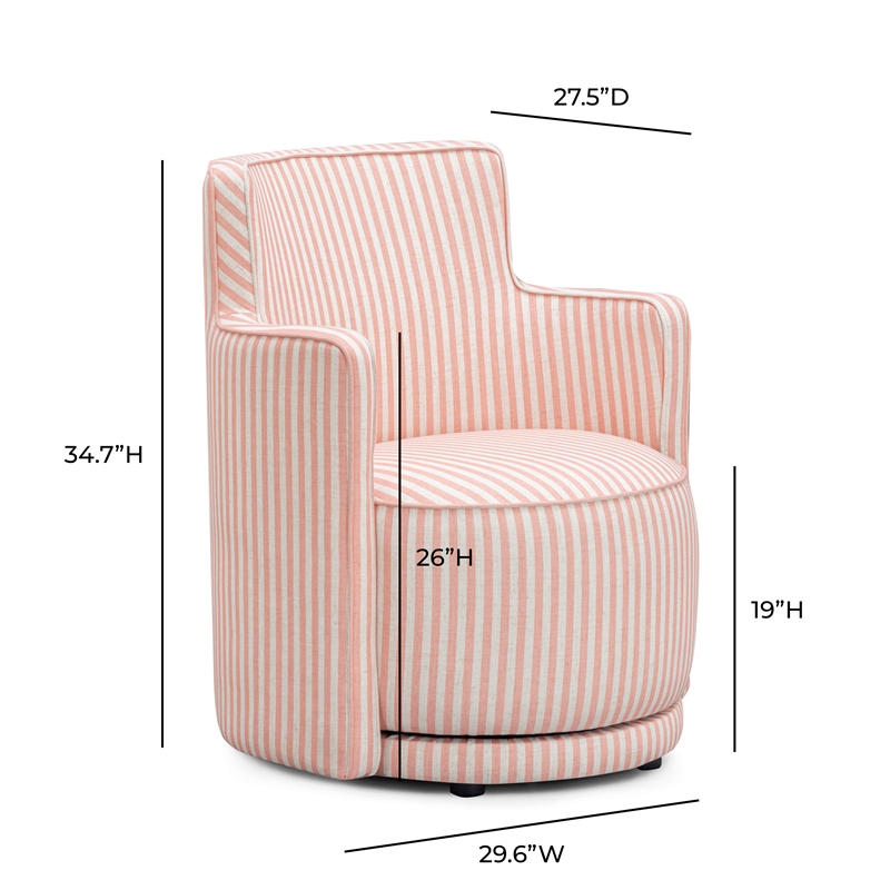 Passe Pink Striped Swivel Chair