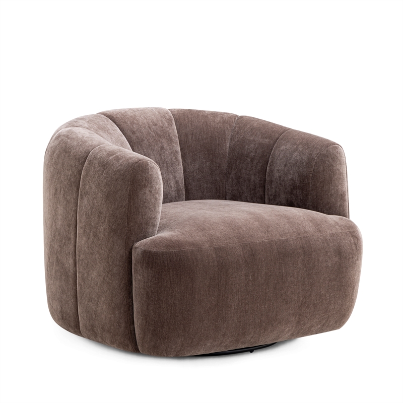 Jasmine Chocolate Upcycled Chenille Swivel Accent Chair