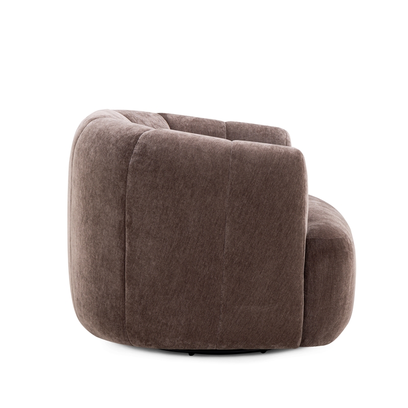 Jasmine Chocolate Upcycled Chenille Swivel Accent Chair