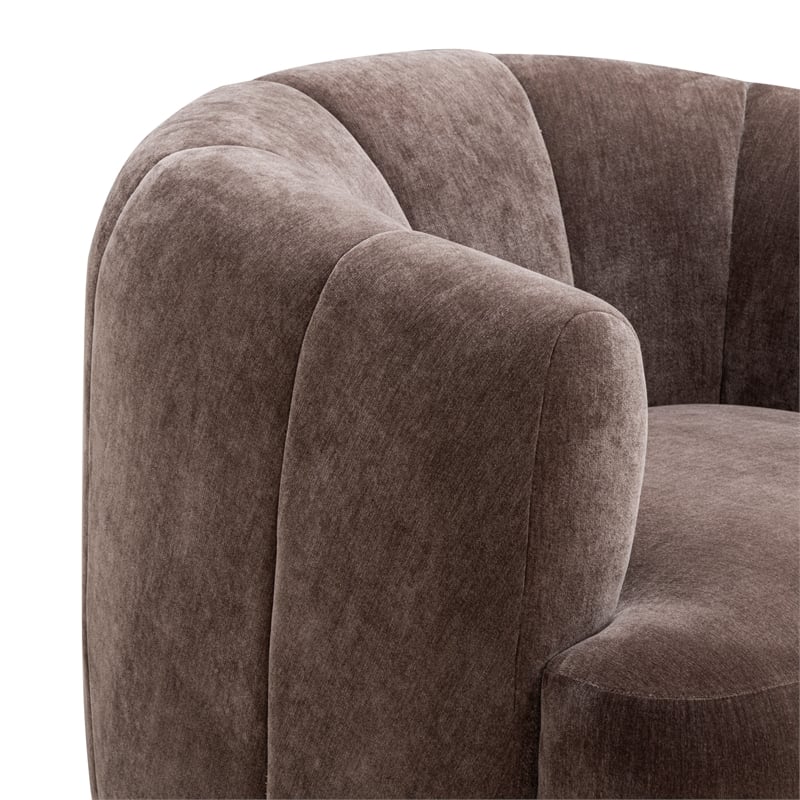 Jasmine Chocolate Upcycled Chenille Swivel Accent Chair