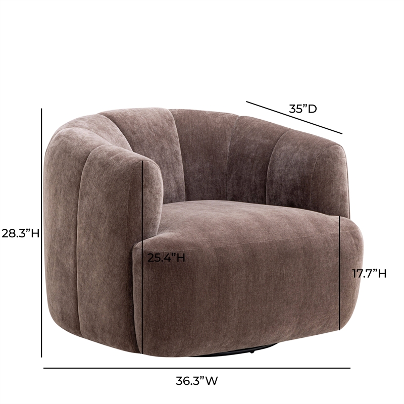 Jasmine Chocolate Upcycled Chenille Swivel Accent Chair