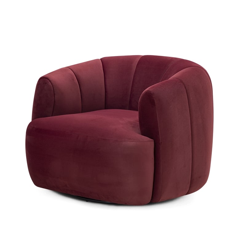 Jasmine Berry Red Velvet Swivel Accent Chair