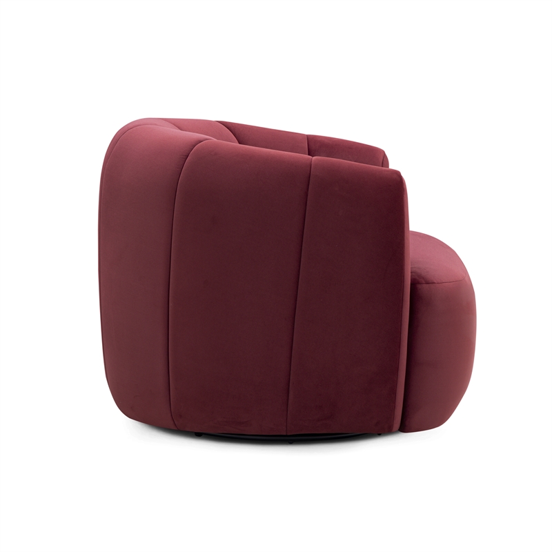 Jasmine Berry Red Velvet Swivel Accent Chair