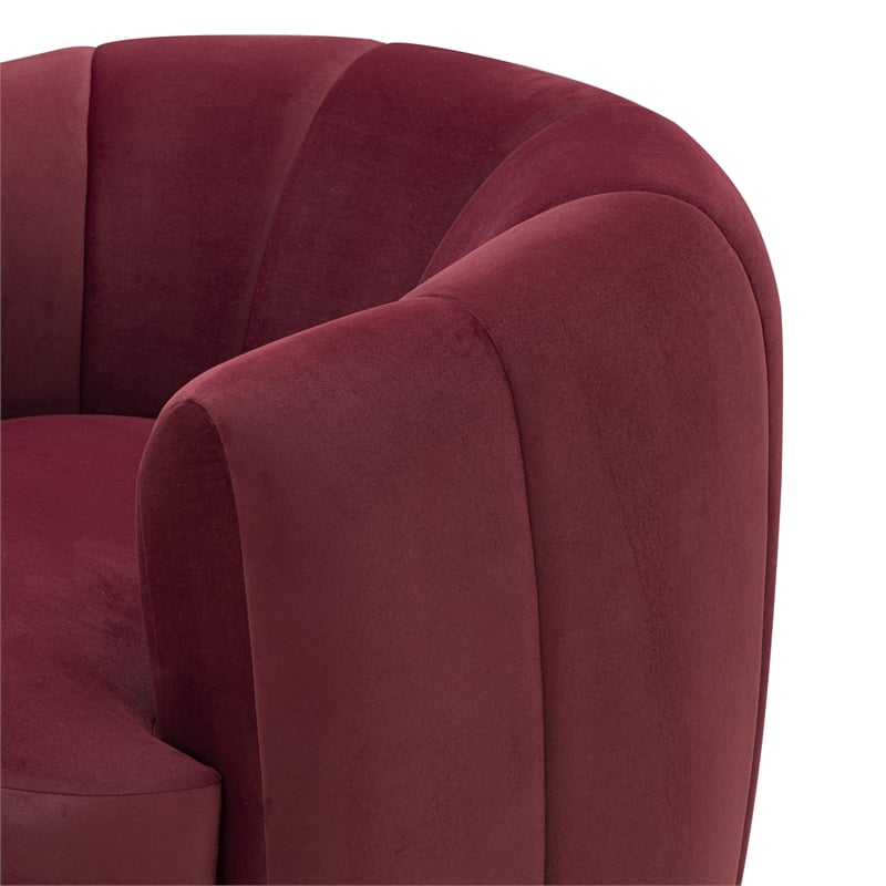 Jasmine Berry Red Velvet Swivel Accent Chair
