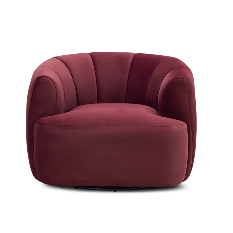 Jasmine Berry Red Velvet Swivel Accent Chair