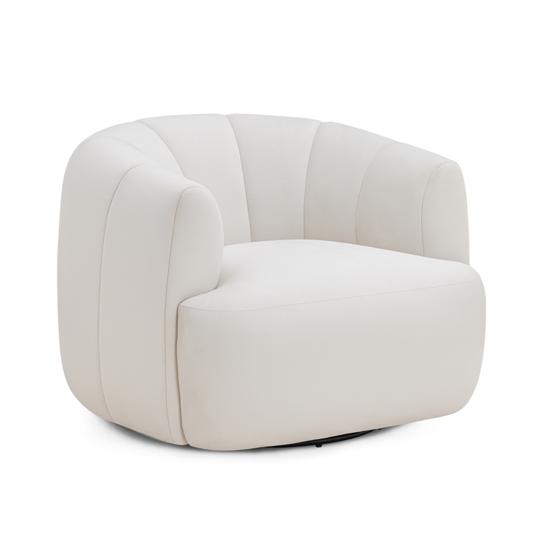 Jasmine Cream Velvet Swivel Accent Chair