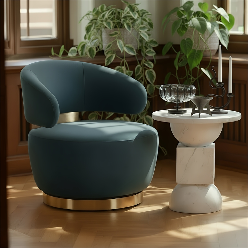 Austin Dark Teal Velvet Swivel Chair