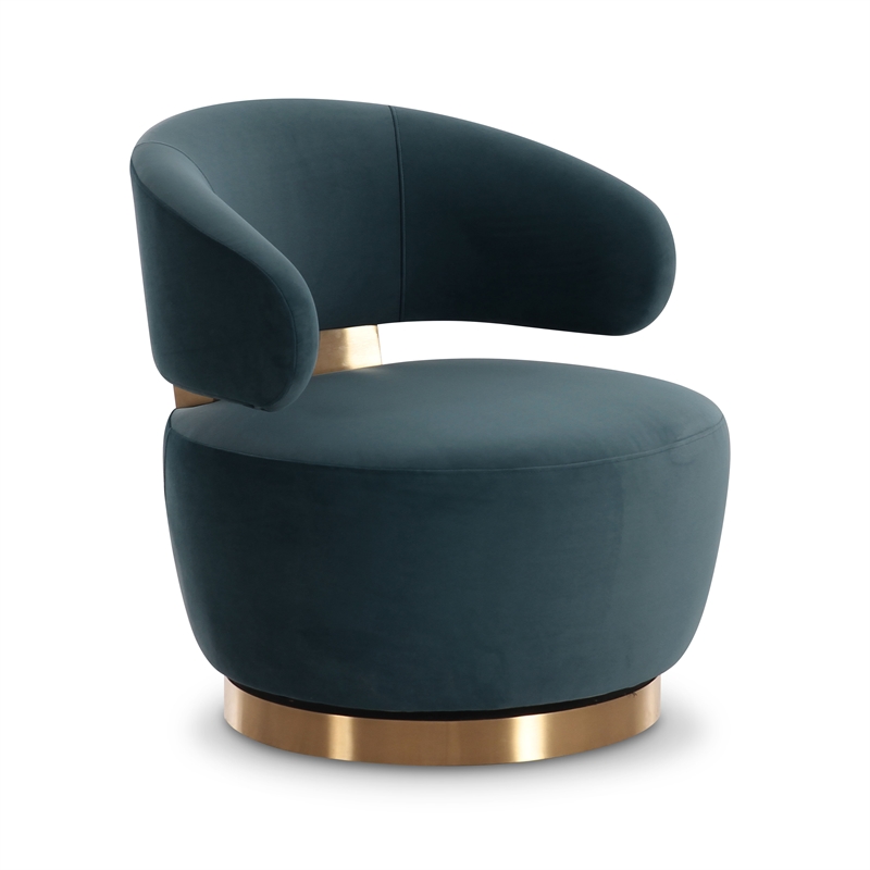 Austin Dark Teal Velvet Swivel Chair