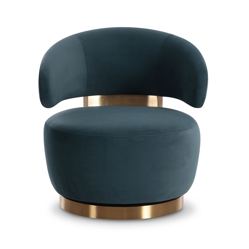 Austin Dark Teal Velvet Swivel Chair