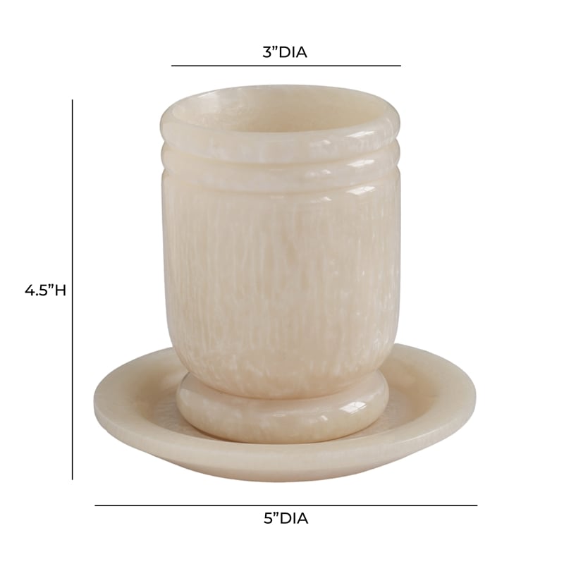 Channeled Tan Swirl Resin Kiddush Cup