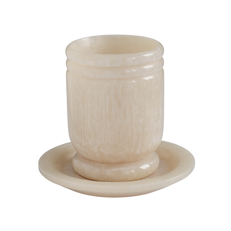 Channeled Tan Swirl Resin Kiddush Cup