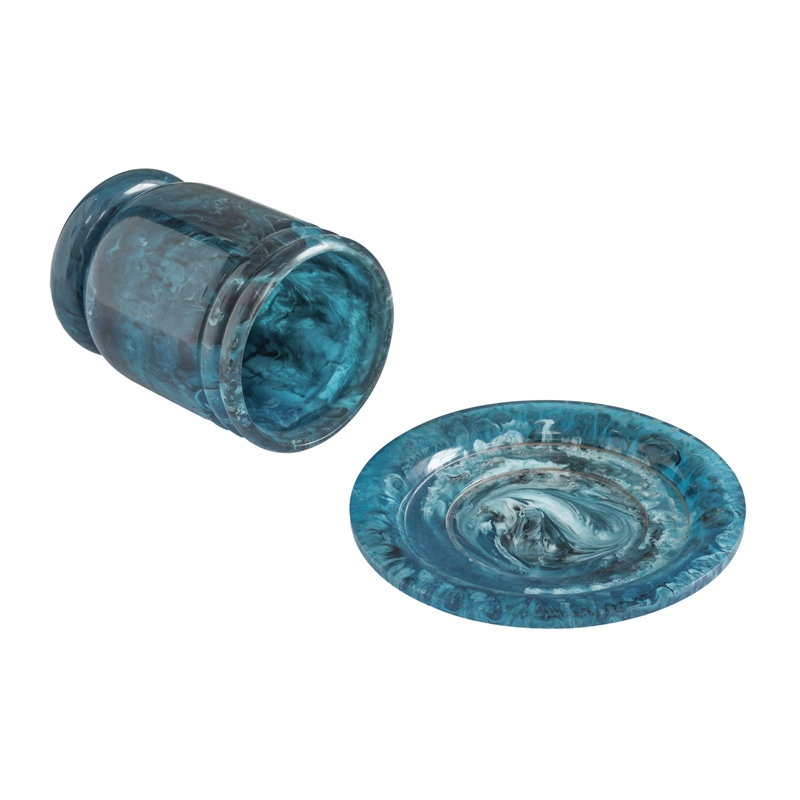 Channeled Blue Swirl Resin Kiddush Cup