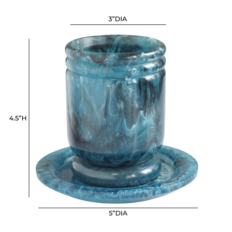 Channeled Blue Swirl Resin Kiddush Cup