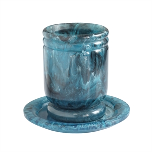 Channeled Blue Swirl Resin Kiddush Cup