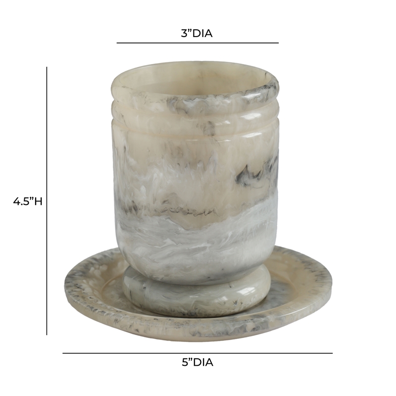 Channeled Onyx Swirl Resin Kiddush Cup