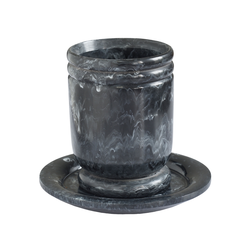 Channeled Black & White Swirl Resin Kiddush Cup