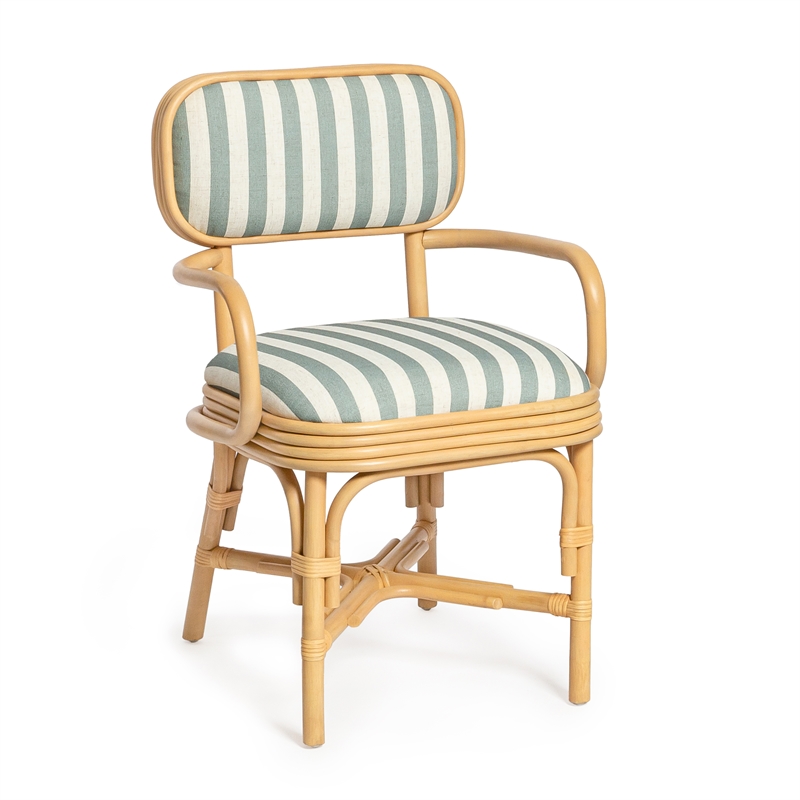 Dorine Mint Green Striped Arm Chair