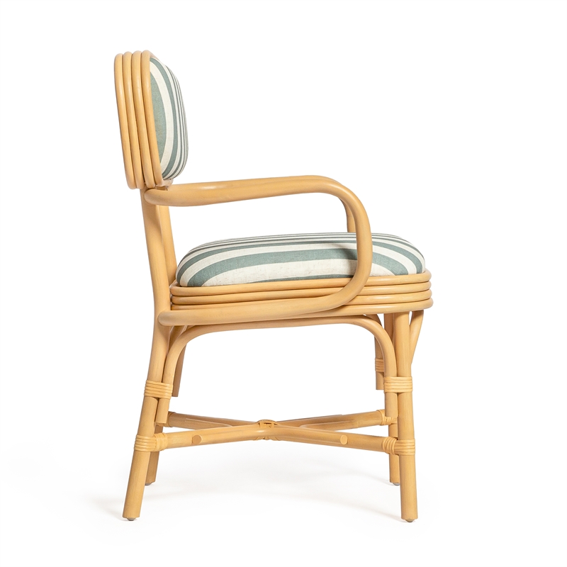 Dorine Mint Green Striped Arm Chair