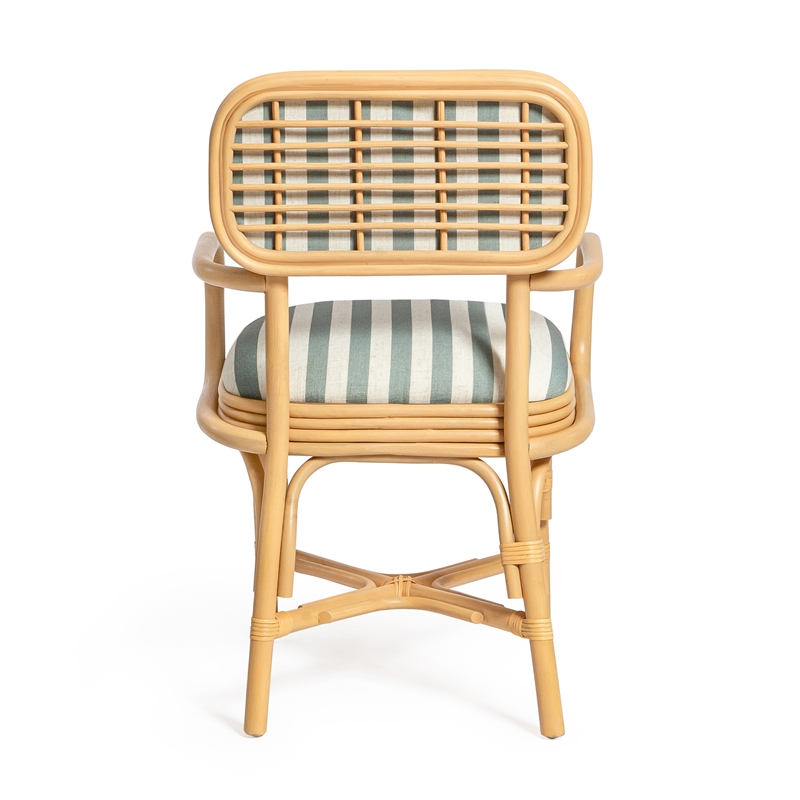 Dorine Mint Green Striped Arm Chair
