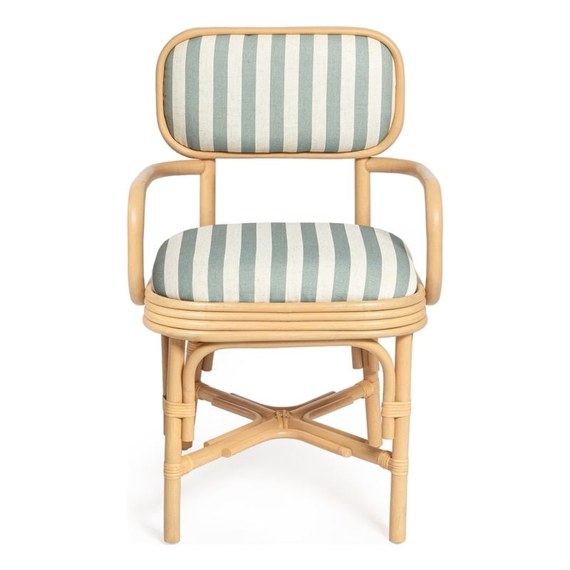 Dorine Mint Green Striped Arm Chair