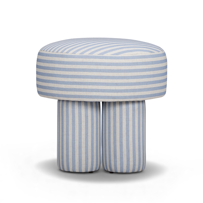 Masha Blue Striped Linen Stool