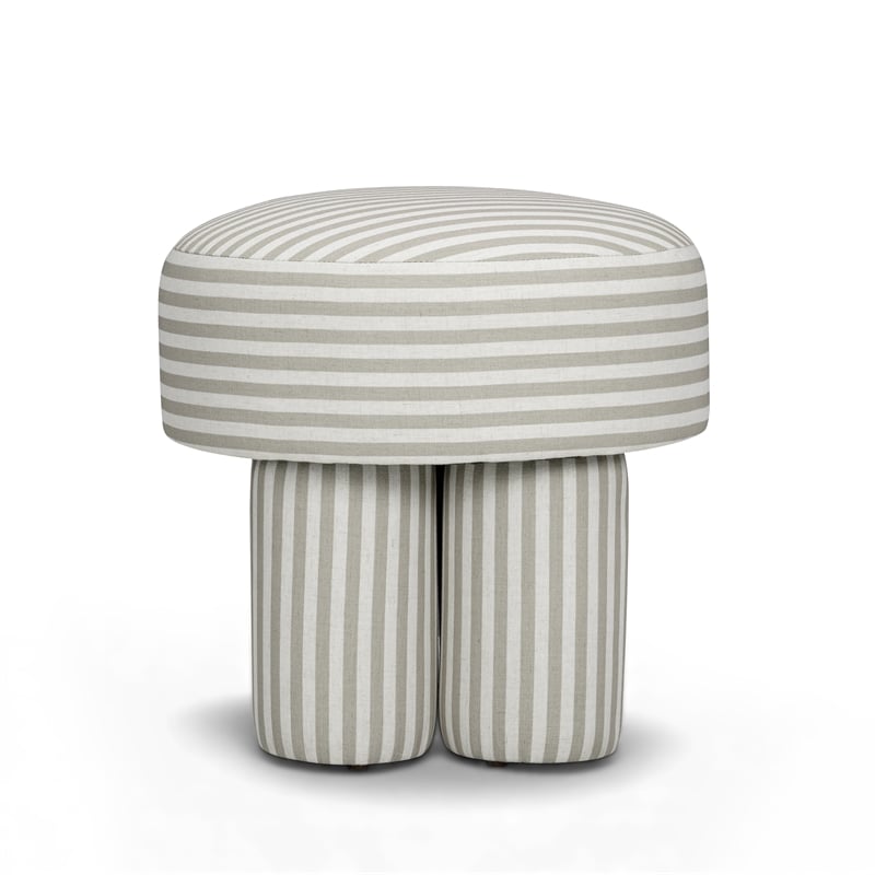 Masha Khaki Striped Linen Stool