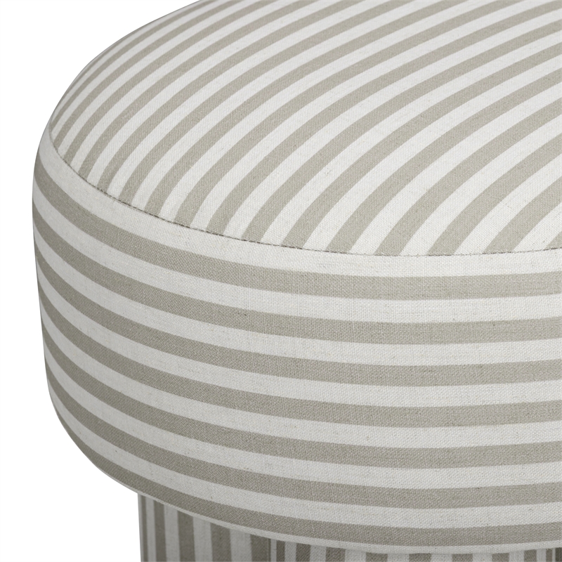 Masha Khaki Striped Linen Stool