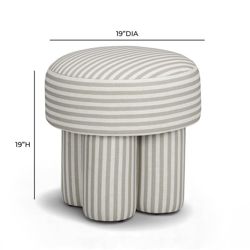 Masha Khaki Striped Linen Stool