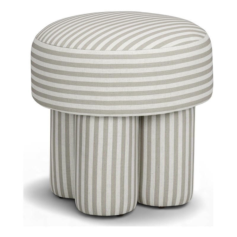 Masha Khaki Striped Linen Stool