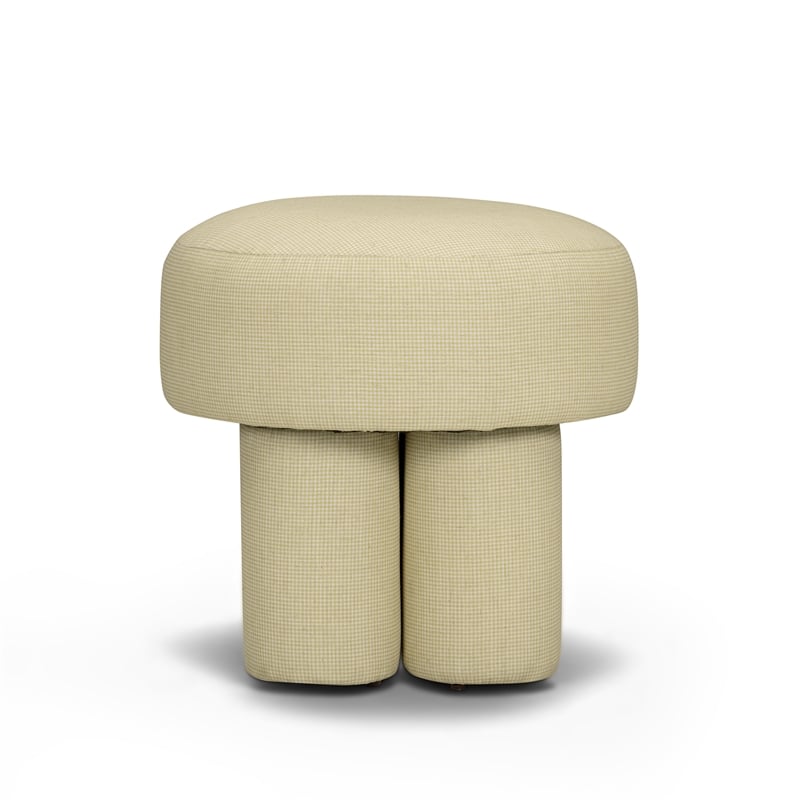 Masha Yellow Homespun Plaid Linen Stool