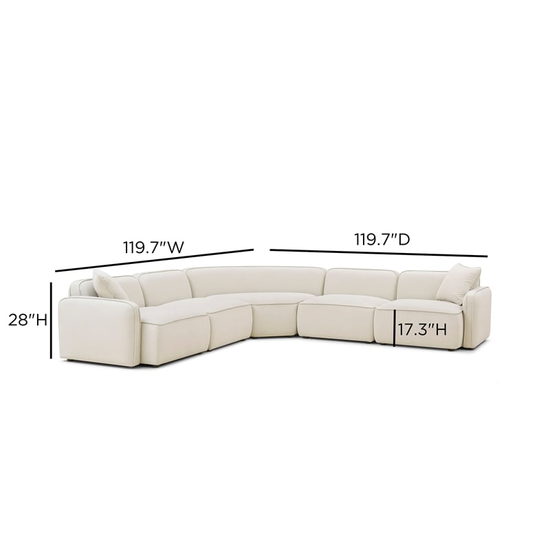 Travie 5-Piece Sand Upcycled Linen Modular Large L-Sectional