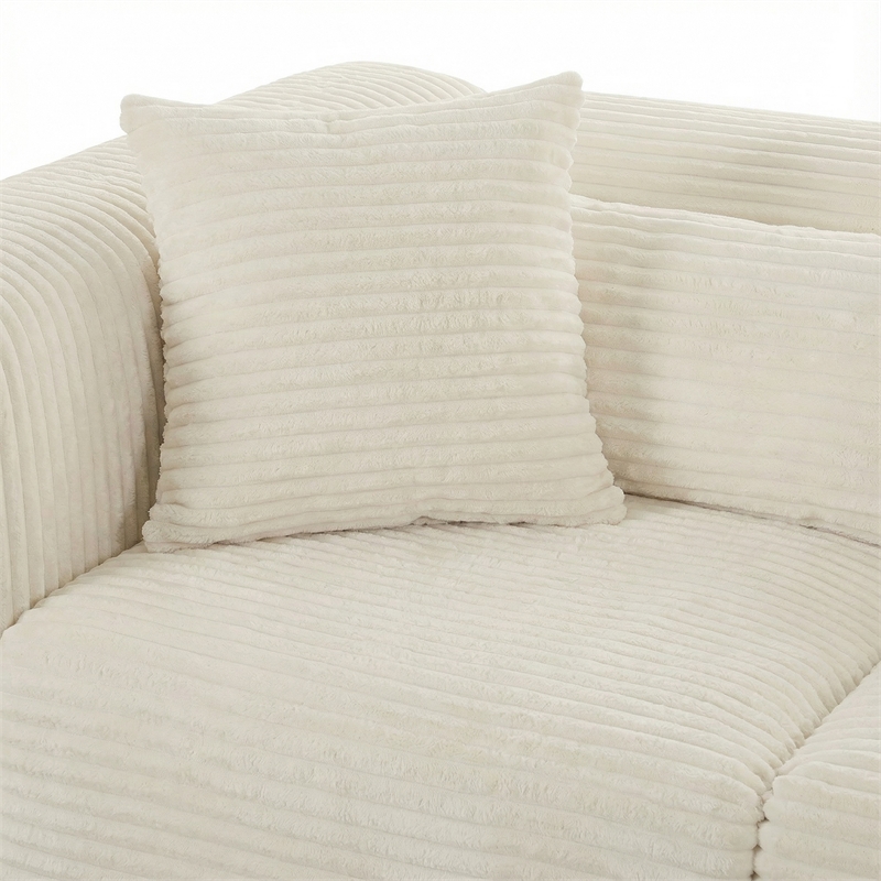 Tarra 4-Piece Fluffy Oversized Cream Corduroy Modular U-Sectional