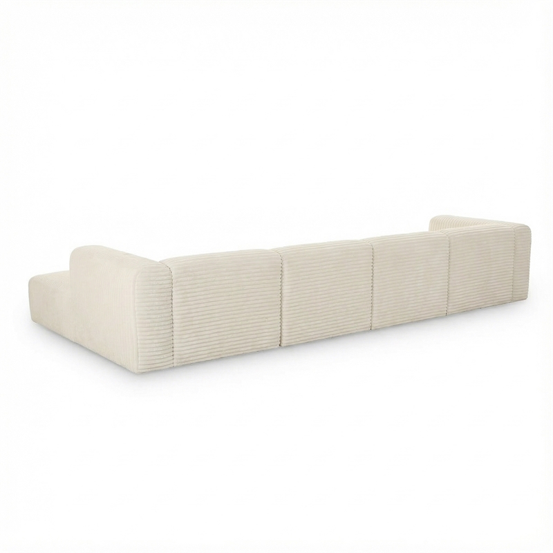Tarra 4-Piece Fluffy Oversized Cream Corduroy Modular U-Sectional