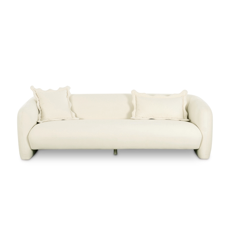 Lou Cream Performance Velvet Sofa