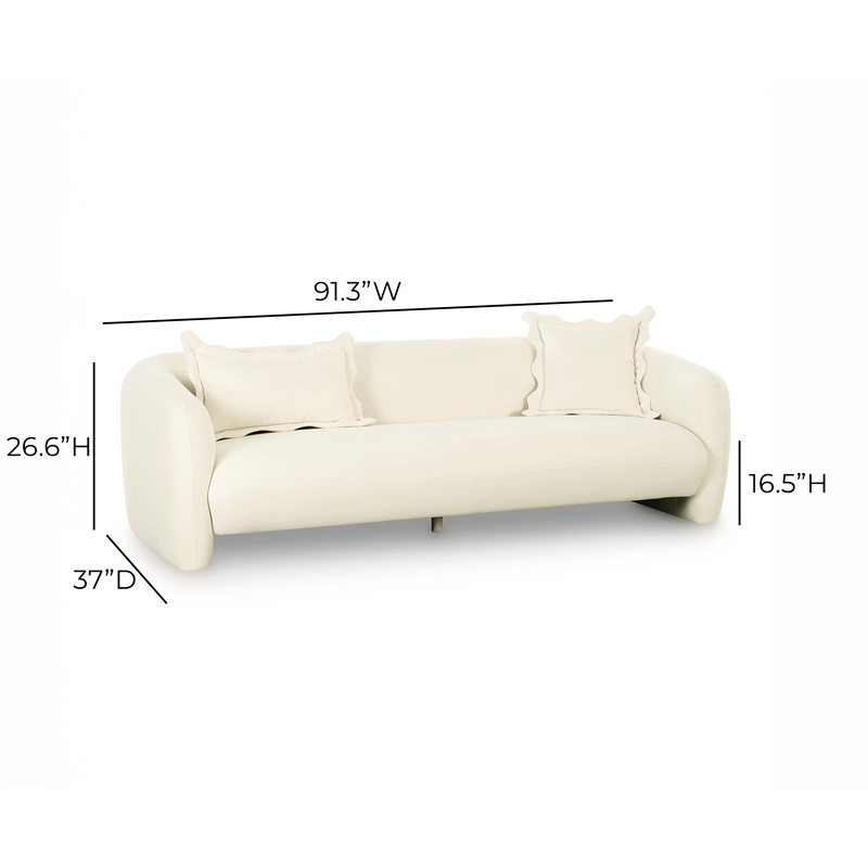 Lou Cream Performance Velvet Sofa