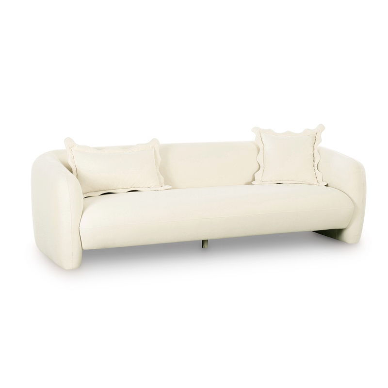 Lou Cream Performance Velvet Sofa