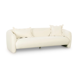 Lou Cream Performance Velvet Sofa