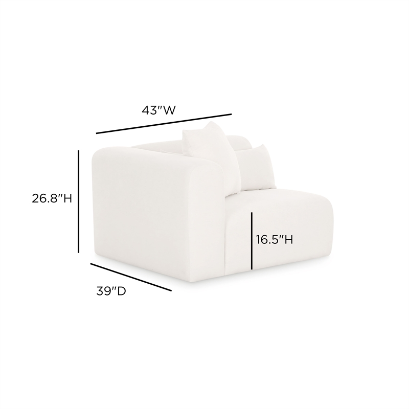 Tarra Cream Chenille Modular LAF Corner Chair